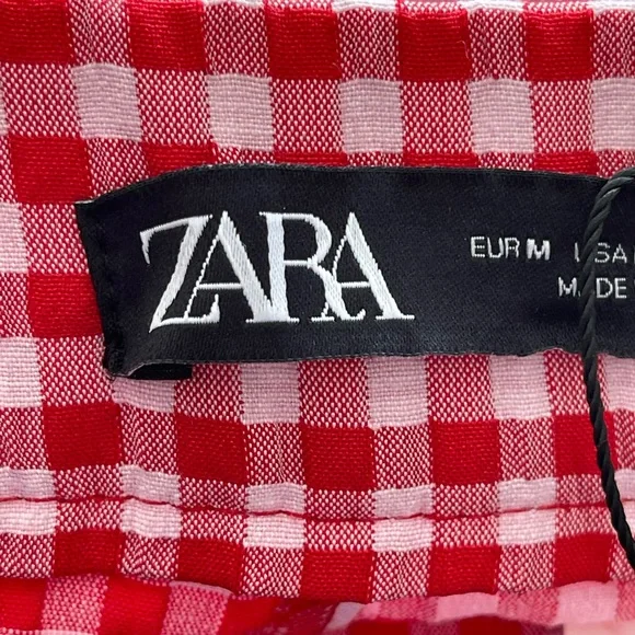 Zara new with tags gingham print mini flare trousers in a size medium - Picture 3 of 13